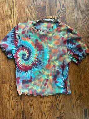 12th Tribe tie dye mesh crop top size small